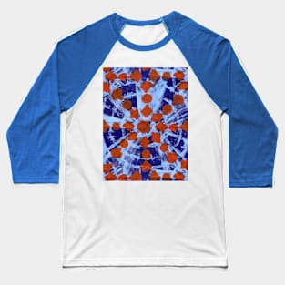 Mandala Tie Dye - Blue and Orange Baseball T-Shirt